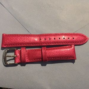 Michele 18mm Raspberry Leather Watch Band